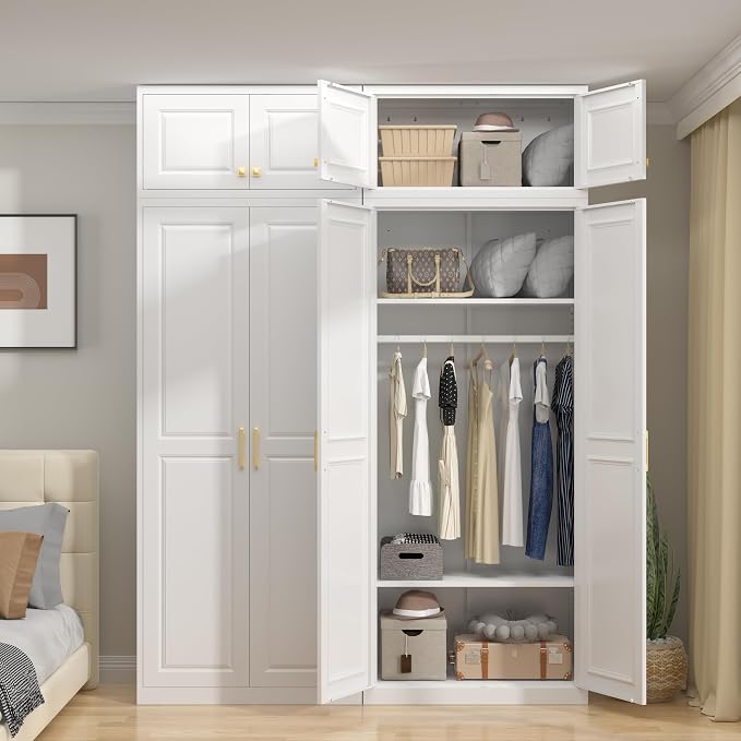 UNICOLY 15" Wall Mounted Storage Cabinet, Small Armoire Wardrobe Closet, Small Hanging Cabinet for Bedroom School, Employee, Gym, Armarios De Ropa para Dormitorio, Assembly Required, White
