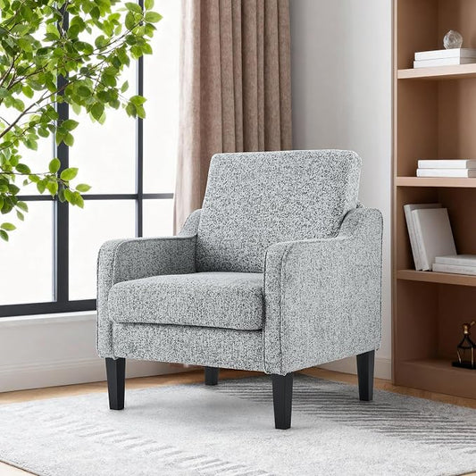 VINGLI Accent Sofa Chair Gray Living Room Chairs Reading Chair for Bedroom Scooped Arm Chair Mid Century Modern Accent Chair Upholstered Comfy Chair for Apartment, Waiting Room