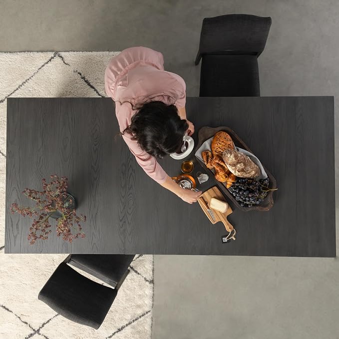 Transformer Table - Solid Wood Extendable Dining Table, Seats 2-12, Expandable Dining Room Table, Space-Saving Furniture, Kitchen and Dining Room Furniture (Black, Table + 4 Chairs)