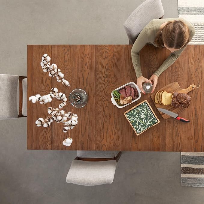 Transformer Table - Solid Wood Extendable Dining Table with 4 Stackable Chairs, Seats 2-12, Expandable Table, Space-Saving Furniture, Dark Walnut, Brown Finish (Table + 4 Chairs)