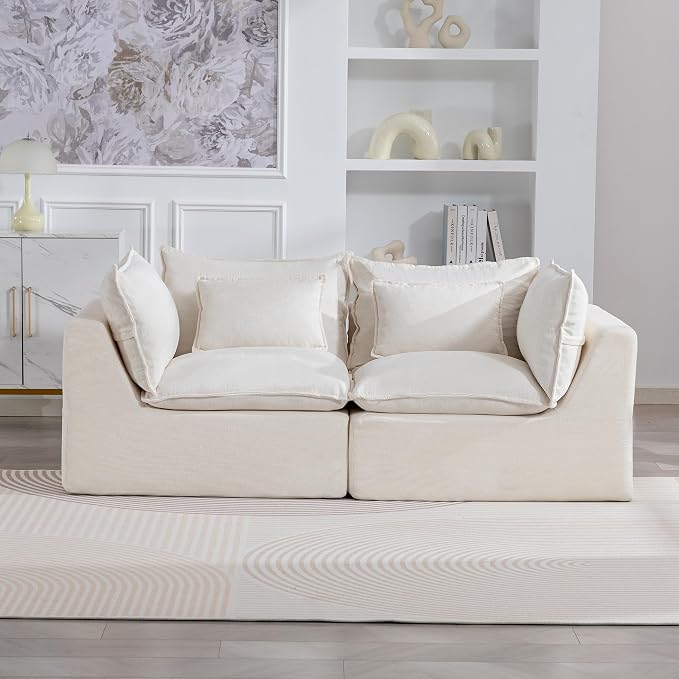 Boneless Couch Sectional Sofas Cloud Couches for Living Room | Loveseat Modular Modern Cloud Sofa with Pillows