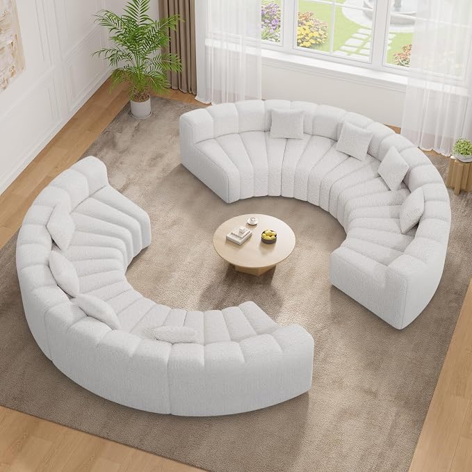 128" Oversized Curved Cloud Couch, Modern Compressed Modular Sectional Sofa, 4 Seater Boneless Couches for Living Room, No Assembly Required, White 1 PCS