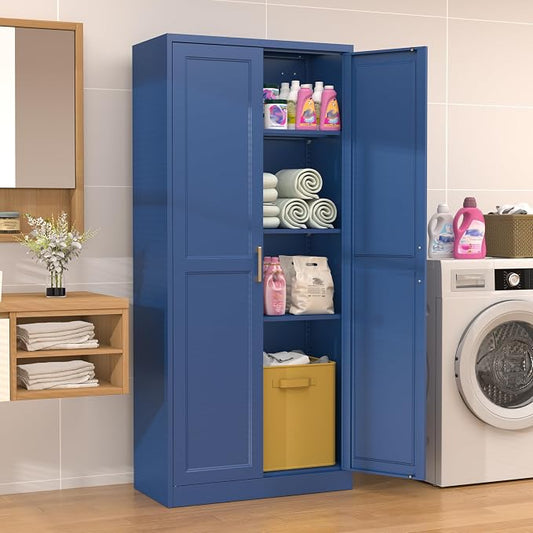71” Metal Tall Kitchen Pantry Cabinet,Storage Cabinet with Doors and Adjustable Shelves,Modern Kitchen Hutch Cabinets,Freestanding Cupboard for Dining Room