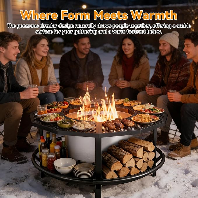 Fire Pit Surround Tabletop - 360° Fire Pit Guard for Solo Stove Bonfire & Ranger, Portable Protective Barrier for Wood Burning Fire Pits Up to ⌀21", UV-Resistant Outdoor Fabric (Firepit Not Included)