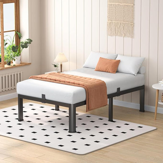 VIPSHOW 18 Inch Twin XL Heavy Duty 3500 lbs Bed Frame with Round-Corner Legs & Anti-Squeak Design – Quick Assembly Metal Platform, No Box Spring Needed