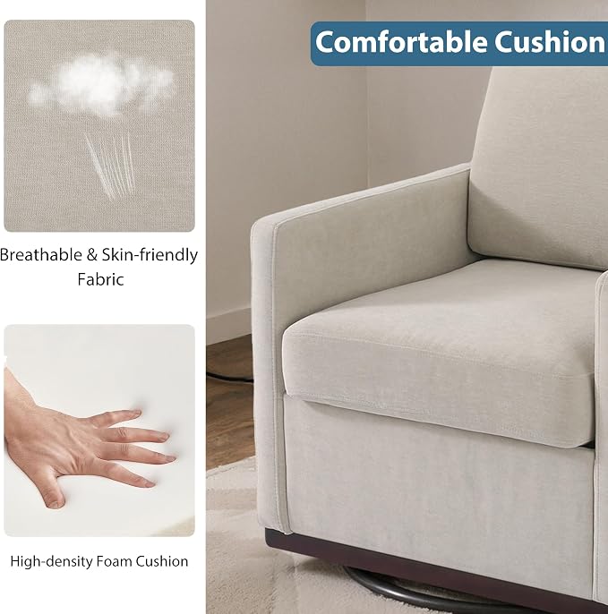 360° Swivel Accent Chairs Set of 2, 31" Wide Upholstered Club Armchairs for Living Room, Comfy Square Swivel Barrel Chair with Metal Base, Chenille Fabric, Light Sand