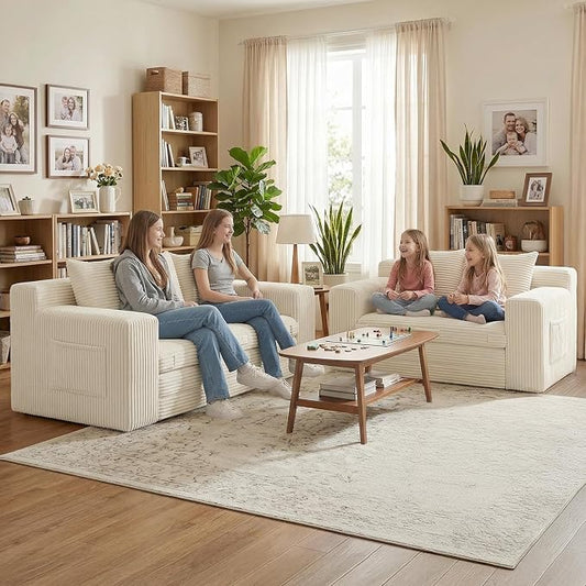 Boneless Couch Sofa Bed, 70'' Convertible Tri-Folding Futon Sleeper with Handle & Side Pockets, Pull Out Couch Bed with Hook and Loop No Assembly for Small Space,Living Room & Bedroom