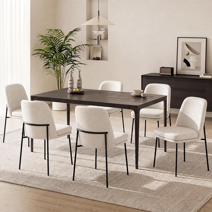 COLAMY Dining Chairs Set of 4, Modern Dining Chairs, Fabric Upholstered Dining Chairs, Kitchen Chairs with Curved Back and Metal Legs for Dining Room Kitchen Restaurant, Beige