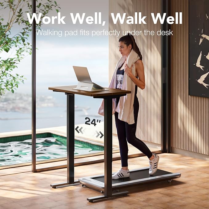 HUANUO 32" Small Electric Standing Desk Adjustable Height, 4 Memory Height Settings, Sit Stand Up Desk for Home Office & Computer Workstation, Black Walnut