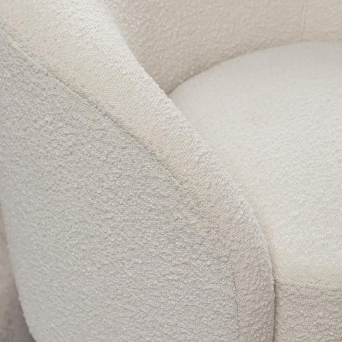 KINWELL 34" W Swivel Barrel Chair Set of 2, Mid Century Modern Round Upholstered Boucle Swivel Accent Chairs, No Assembly Sofa Chair for Living Room Bedroom Reading, Cream