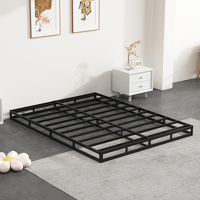 NHODIR 5 Inch Queen Box Spring-Heavy Duty Metal Bed Foundation with Cover, Noise-Free & Tool-Free Easy Assembly,Mattress Support Base for Queen Size Bed