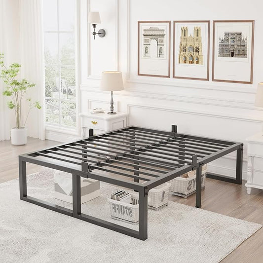 Yitong Angel Full Size Bed Frame, 18 Inch Heavy Duty Support 3500 lbs Metal Platform, No Box Spring Needed/Noise Free/Non-Slip/Steel Slat Support/Easy Assembly