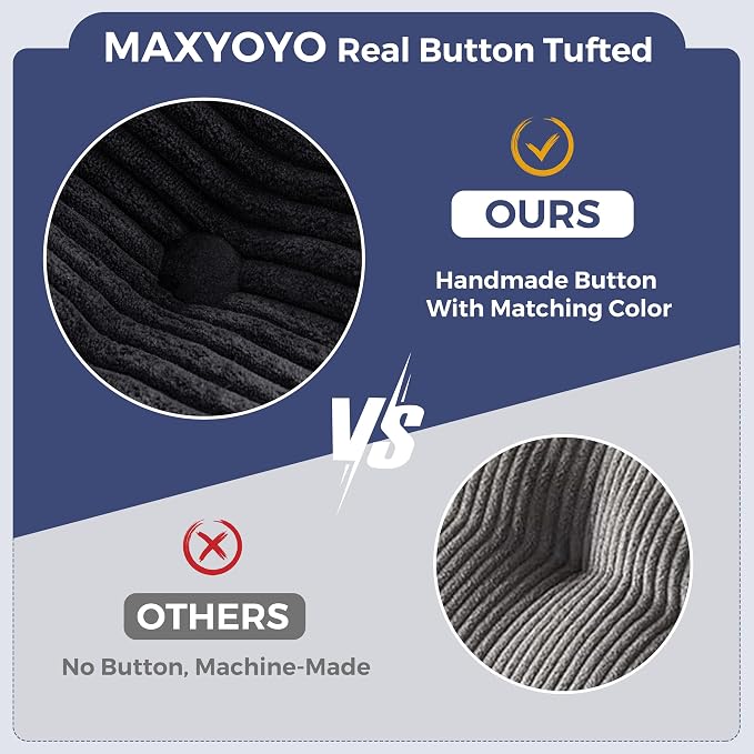 MAXYOYO Loveseat Sofa Couch, Upholstered Bean Bag Chair Cloud 2-Seat for Adults, Boneless Couch with Tufted Cushion & Pillows, Sofa in A Box, No Assembly Required, Black