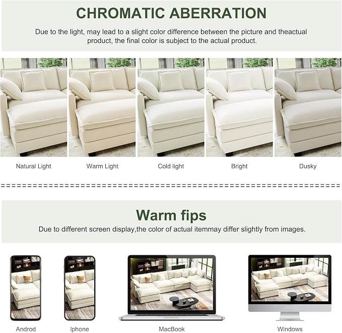146" Cloud Couch Sectional, U Shaped Modular Sectional Sofa, 4-Seat Deep Seat Couch with 6 Removable Washable Pillows and 2 Ottoman for Living Room, Bedroom, Apartment, Beige
