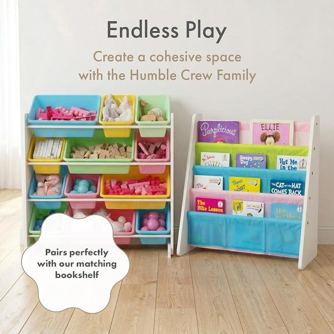 Humble Crew Kids' Toy Storage Organizer, White/Pastel (WO560P)