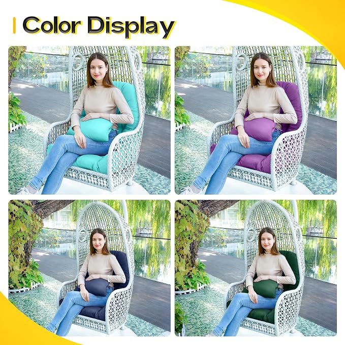 MAGIC ELEPHANT Egg Chair Cushion, Memory Foam Hanging Egg Chair Cushion Replacement, Indoor Outdoor Hammock Basket Swing Cushion with Headrest (Turquoise)