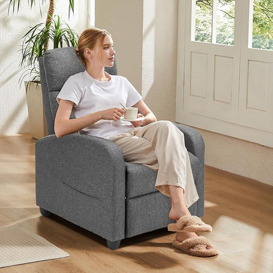 Sweetcrispy Massage Recliner Chair for Adults, Adjustable Home Theater Seating with Lumbar Support, Modern Small Recliners for Small Spaces, Dark Grey
