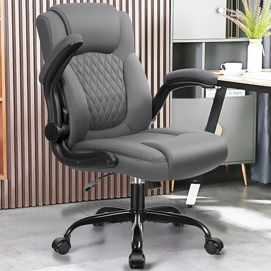 Leather Office Chair, PU Home Computer Desk Chairs with Ergonomic Back Support, 360°Swivel Free,Small Gaming Chair with Wheels and Adjustable Armrests, for Short People Use