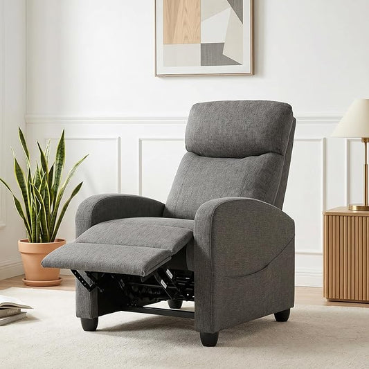 Massage Recliner Chair, Recliner Sofa Fabric for Adults, Recliners Home Theater Seating with Lumbar Support, Reclining Sofa Chair for Living Room, Greige