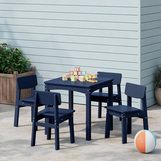 Costaelm Outdoor Kids Dining Chair Set of 2,Step Stool Toddler Chair, Navy Blue