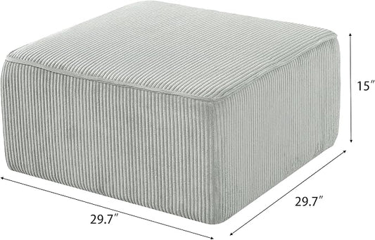 Christopher Knight Home Kyle Corduroy Woven Upholstery Square Ottoman, Living Room Sofa Ottoman with Wood Frame, Comfy Seating Experience with Dense Foam Padding, Non-Marking Foot Caps, Muted Green