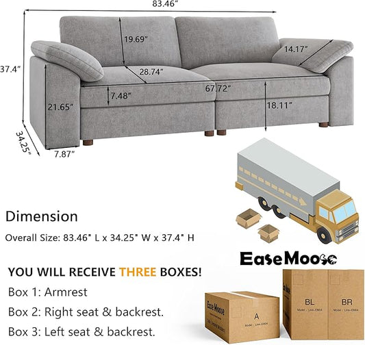 EASE MOOSE Modern Loveseat Sofa for Living Room,Comfty 2 Seat Solid Wood Frame Sofa, Modern Deep Seat Couch,Removable Cover