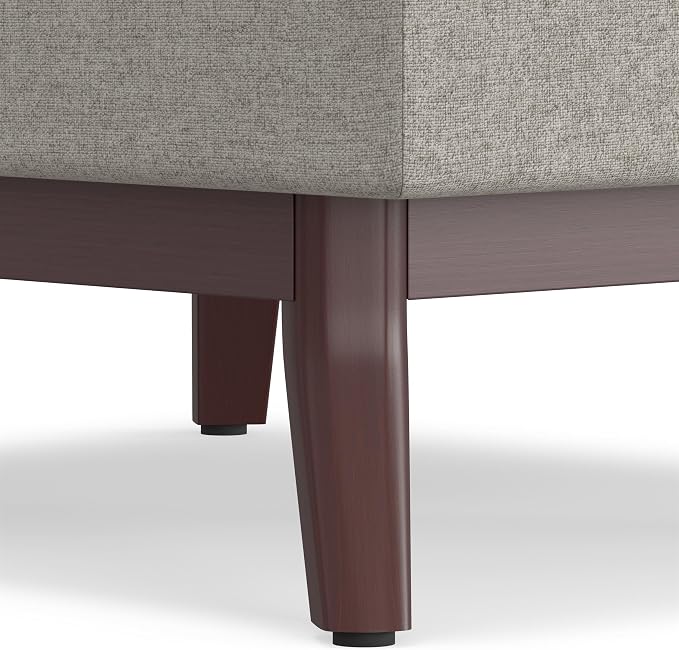 SIMPLIHOME Owen Coffee Table Storage Ottoman - 34" Wide x 19" High Upholstered Woven Fabric Rectangular Lift-Top Ottoman in Cloud Grey, Mid-Century Modern Bench for Living Room with Tapered Legs
