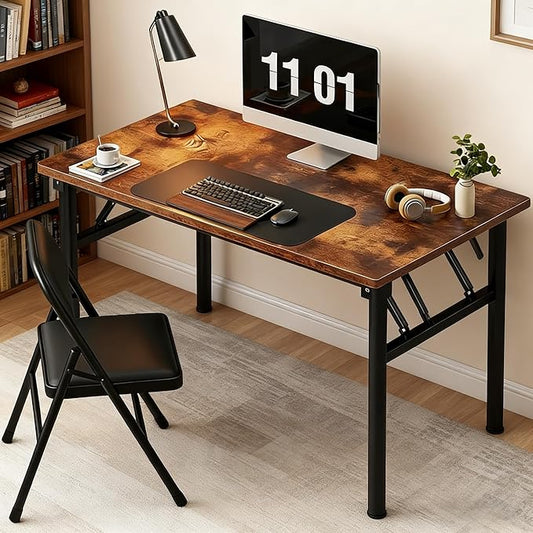 Small Folding Computer Desk - 39.4 Inch Foldable Small Spaces Compact Desk,No Assembly,Bedroom, Dorm and Apartment,Portable Study for Home Office Table