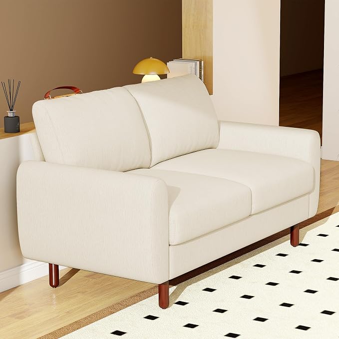 Ihanherry 68" Loveseat Sofa, Modern 2-Seat Couch, Mid Century Sofa, Comfy Chenille Deep Seat Couch for Living Room, Bedroom, Office, Apartment, Beige