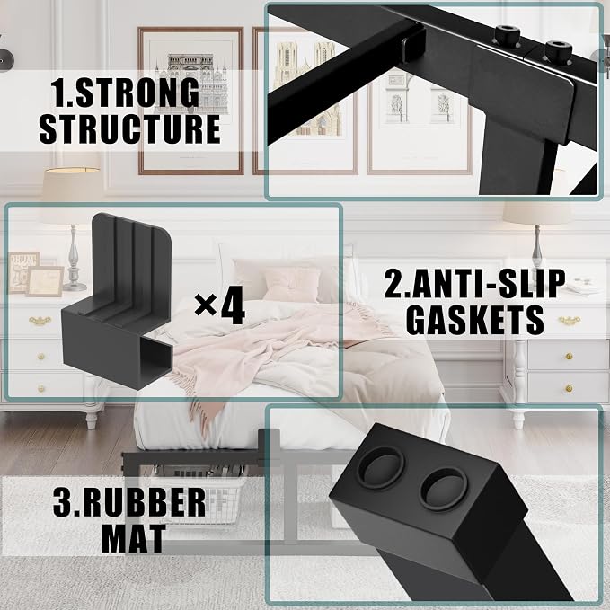 Yitong Angel 10 inch Twin Bed Frame Low Profile Metal Platform Frames with Mattress Slide Stopper,Heavy Steel Slats Support,No Box Spring Needed,Noise Free,Non-Slip,Easy Assembly
