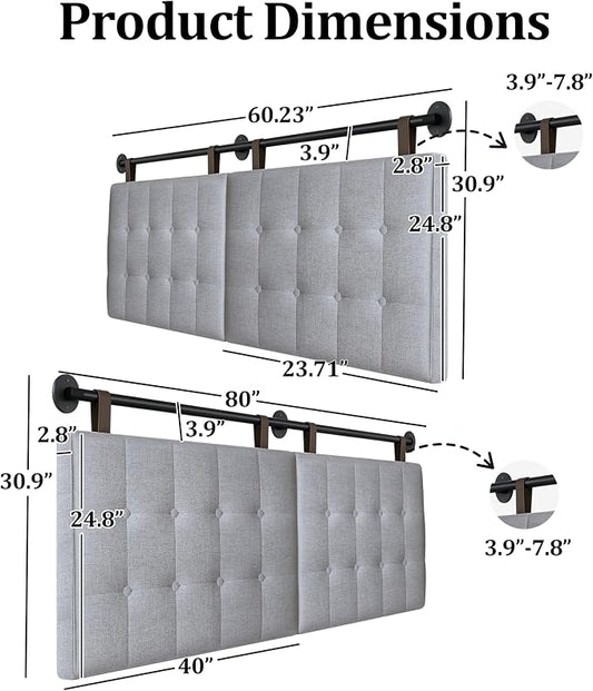 BSHOMGI King Headboard Headboards for Adjustable Beds Backboard Wall Mounted Headboard with Gray Button Tufting Hanging Head Board for Bedroom(Gray, King)