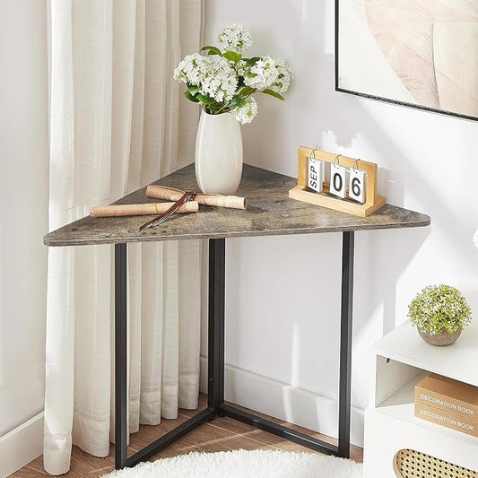 VECELO Corner Desk,Office Tables for Living Room for Small Space Triangle Computer Desk with Steel Frame Corner Shelves with Metal Frame Writing Desk for Workstation Classic Grey 31.1" 2 Set