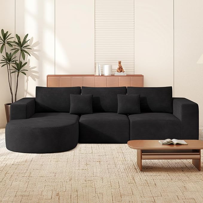 Boneless Couches for Living Room,Cloud Sectional Couch with L-Shape Chaise,Modern Modular Sofa with Deep Seat Upholstered Comfy Couches for Bedroom,No Assembly Required,1PCS