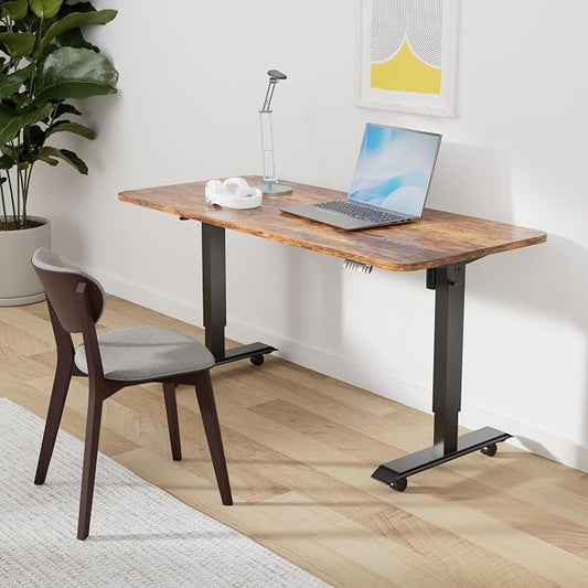 Monomi Electric Standing Desk 55x24 Inches,Height Adjustable Sit Stand Up Desk for Home Office, Ergonomic Computer Workstation with 178LBS Load Capacity & Quiet Motor, Two-Piece Desktop, Rustic Brown