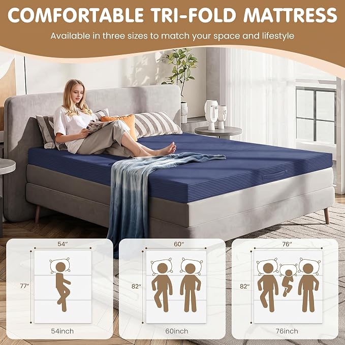 Convertible Sofa Bed Queen,5-in-1 Boneless Couch with Removable Armrests & Handle,Corduroy Futon Sleeper Sofa,Floor Folding Mattress Pull Out Bed for Small Space Apartment Living Room Bedroom,Blue