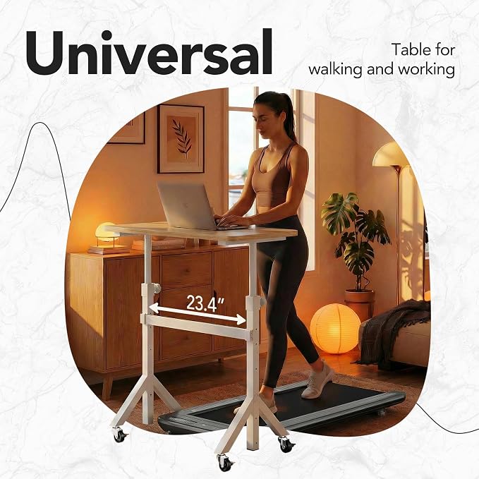 HUANUO 32'' Small Standing Desk Adjustable Heigh, Mobile Stand Up Desk with Wheels, Portable Rolling Desks for Walking Pad and Treadmill, Computer Laptop Desks for Home Office Space