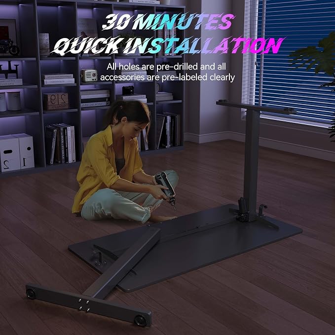 Large Electric Standing Desk,55x24 Inches Adjustable Height Stand up Desk, Sit Stand Home Office Desk, 3 Preset Heights,Equipped with Hooks,Ergonomic Computer Desk Workstation,Black