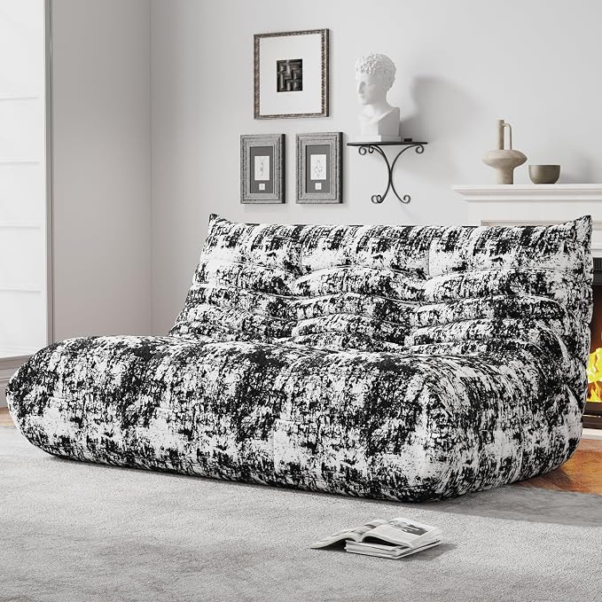 WHGBJA Bean Bag Chairs for Adults with Memory Foam Couch, Loveseat Sofa Chair for Bedroom, Living Room, Reading, Gaming Floor Sofa Couch, Boneless, Comfy