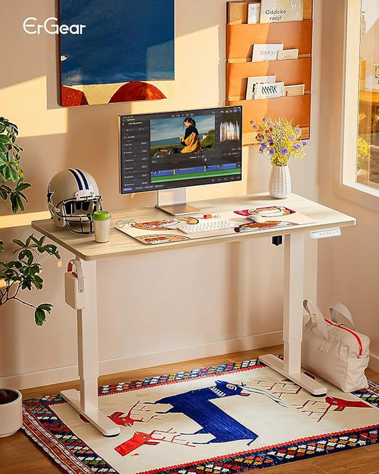 ErGear Height Adjustable Electric Standing Desk, 40 x 24 Inches Sit Stand up Desk, Memory Computer Home Office Desk, Natural