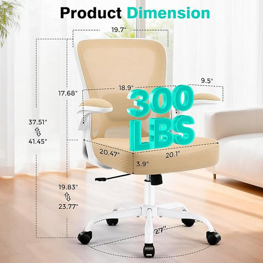 AreShark Office Chair - Ergonomic Breathable Mesh Desk Chair with Adjustable Lumbar Support and Flip-up Armrests - Executive High Back Rolling Swivel Comfortable Computer Gaming Chair for Home Office