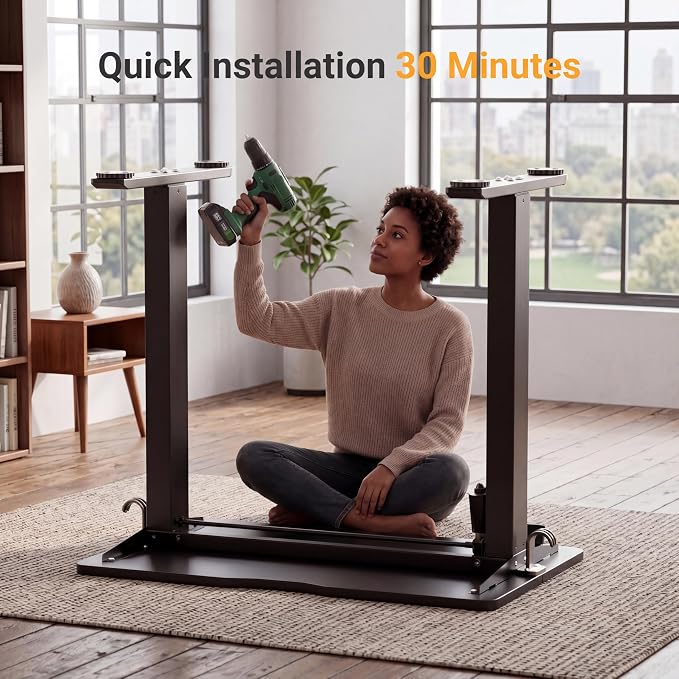 Claiks Electric Standing Desk, 32 x 19 Inch Small Height Adjustable Sit Stand Desk for Home Office, Computer Desk with Memory Presets, Cable Management & Headphone Hooks, 156 lbs Capacity, Black