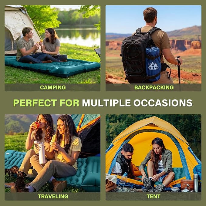 FUN PAC Camping Sleeping Pad, Ultralight Camping Mat with Pillow Built-in Foot Pump Inflatable Sleeping Pads Compact for Camping Backpacking Hiking Traveling Tent