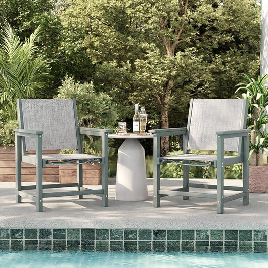 UDPATIO HDPE Patio Dining Chairs Set of 2 with Teslin Fabric Heavy Duty Outdoor Chairs All-Weather Resistant Seating for Poolside, Deck, Garden, Backyard, Light-Grey