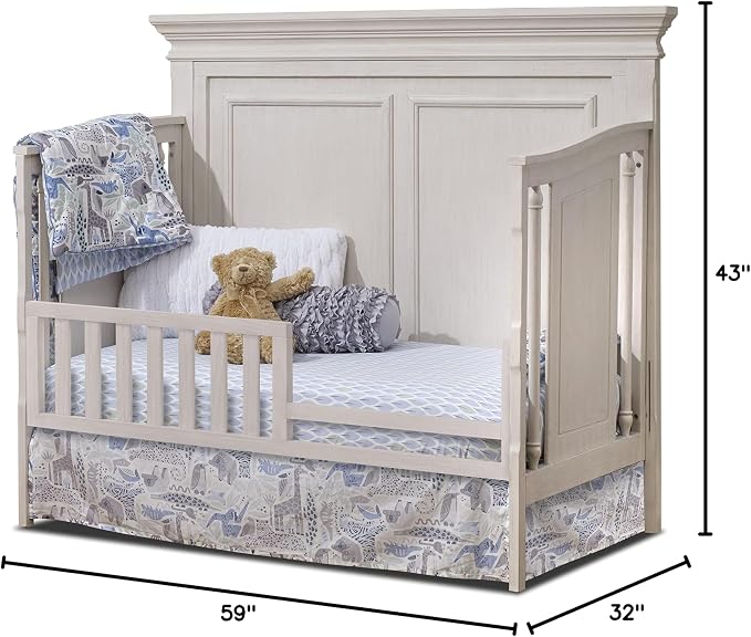 Sorelle Furniture Portofino Crib,Classic 4-In-1 Convertible Crib,Brushed Ivory Crib Made of Wood,Non-Toxic Finish, Wooden Baby Bed,Toddler Bed,Child’s Daybed and Full-Size Bed-Ivory