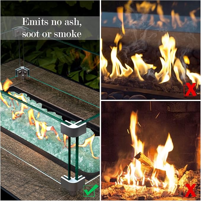 GASPRO 10 lbs Fire Glass for Propane Fire Pit, 1/2-Inch Decorative Firepit Glass Rock for Gas Fireplace, Aqua