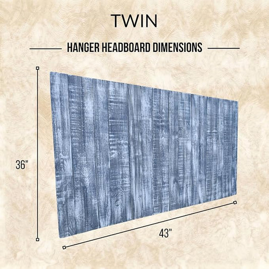 Barn Walls Twin Wood Headboard - Blue Stonewash Farmhouse Design - Wall Mounted Floating Headboard for Twin Bed - Handcrafted Solid Wood - Easy No-Drill Installation