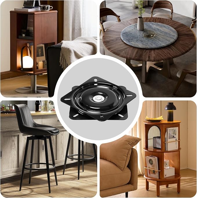 Frassie 2 Pack 7 Inch Bar Stool Chair Swivel Plate Replacement, 360 Degree Swivel Square Heavy Duty Turntable for Recliner Chair