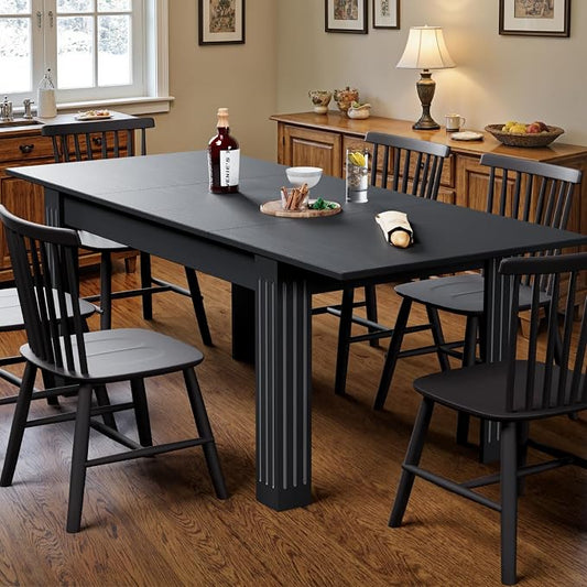 Sannwsg Extendable Table 54"-85", Extendable Dining Table for 4-8, Rectangular Kitchen Dining Table Space Saving, Farmhouse Dining Tables with 95" Runner