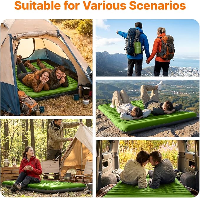 OGERY Sleeping Pad, Ultralight Inflatable Sleeping Pad for Camping with Pillow Built-in Foot Pump, 6" Extra-Thick Reinforced Camping Mattress for Hiking, Backpacking, Tent
