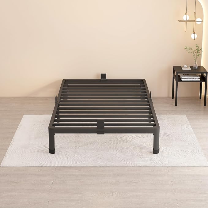 MAF 7 Inch Twin Metal Platform Bed Frame with Round Corner Legs, 3000 LBS Heavy Duty Steel Slats Support, Noise Free, No Box Spring Needed, Easy Assembly